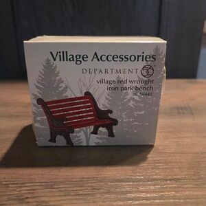 Department 56 Village Red Wrought Iron Park Bench 56.56445 Miniature Accessory